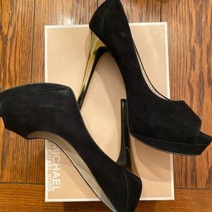 Michael by Michael Kors Josie Peep Suede Heels